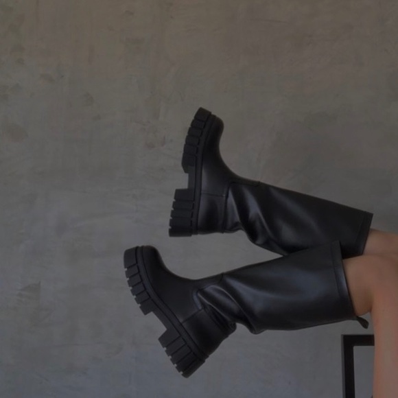 ZARA LEATHER LUG SOLE BOOTS - Picture 10 of 16